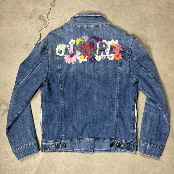 Anthropologie Jackets & Blazers - Anthropologie Pilcro Embroidered Denim Jean Jacket Women S Love Valentines Day